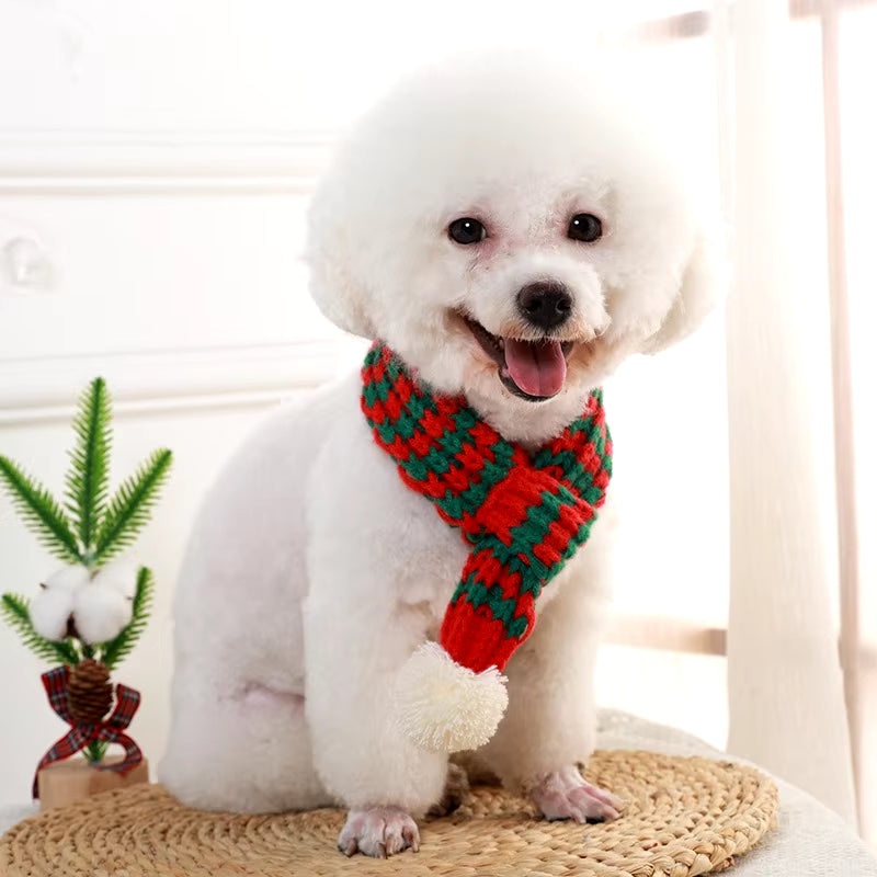 Dog Cat Neck Autumn and Winter Warm Scarf Dogs Christmas Atmosphere Pet Scarf Daily Accessories Soft and Comfortable