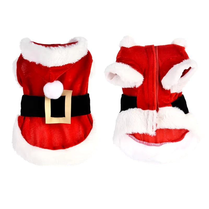 Santa Christmas Costume Clothes for Pet Small Dogs Winter Dog Hooded Coat Jackets Puppy Cat Clothing Chihuahua Yorkie Outfit