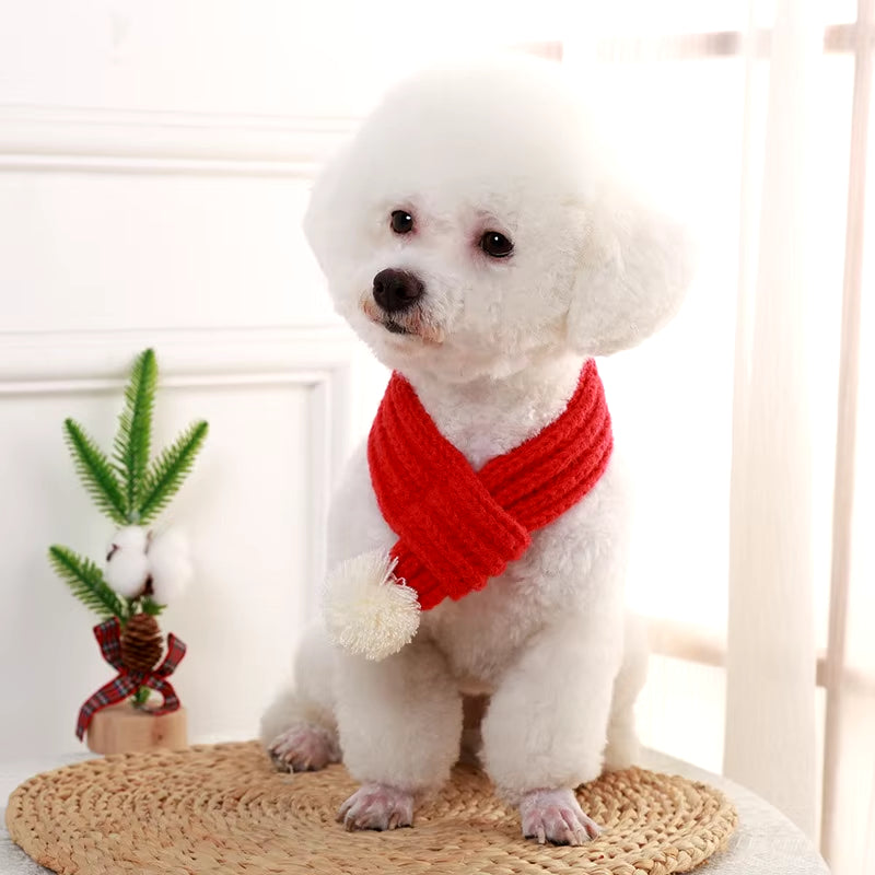 Dog Cat Neck Autumn and Winter Warm Scarf Dogs Christmas Atmosphere Pet Scarf Daily Accessories Soft and Comfortable