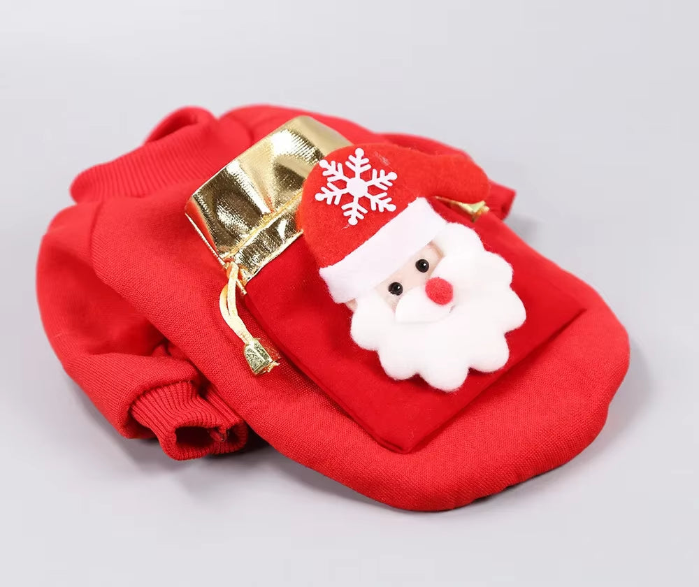 Warm Christmas Pets Clothes for Small Dogs Winter Soft Fleece Dog Sweater Cute Elk Print Pet Clothing for Chihuahua Puppy Cat