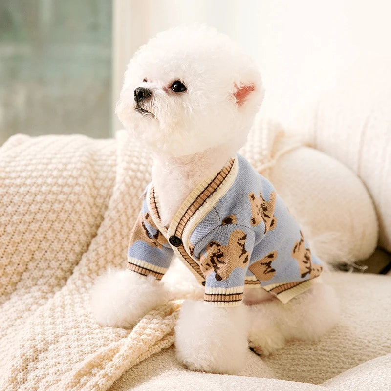 Luxury Dog Clothes Chihuahua Pet Striped Cardigan Sweater Bichon Frise Puppy Kitten Dog Warm Coat Cat Dog Accessories Pet Outfit